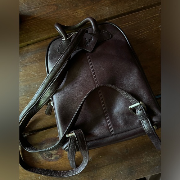 Osgoode Marley Small Organizer Leather Backpack in Mulberry - Picture 6 of 9